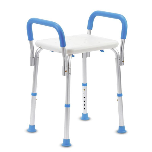 KosmoCare Light Weight Aluminum Shower Bench with Detachable Handrest (RX114)