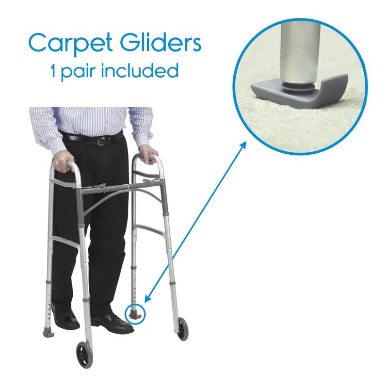 KosmoCare Premium Imported Light weight Aluminum Height Adjustable Folding Walker (Silver - With Tray)