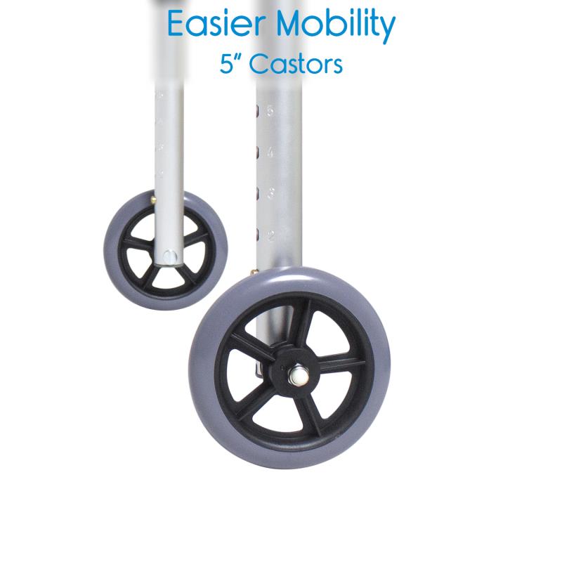 KosmoCare Premium Imported Light weight Aluminum Height Adjustable Folding Walker (Silver - With Tray)