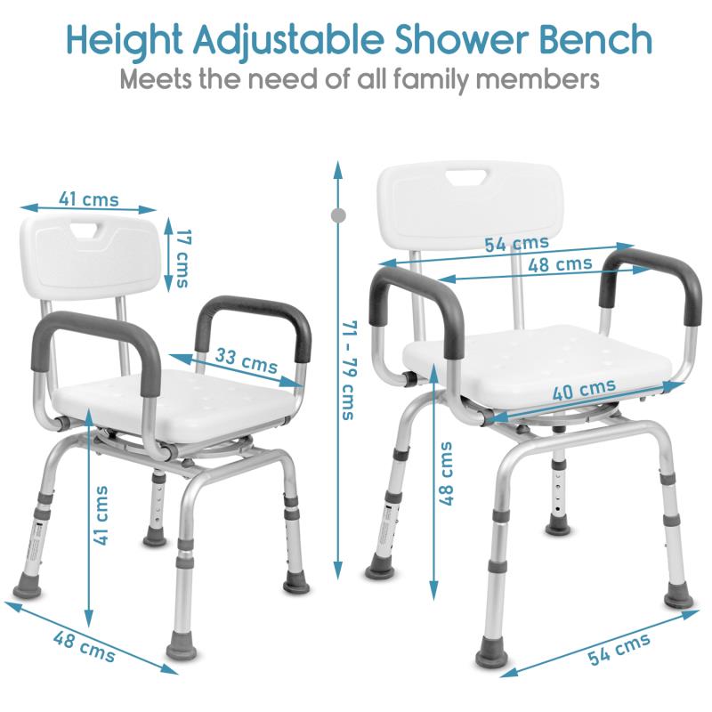 KosmoCare Rotating Shower Chair Pivoting Shower Seat (RX115)