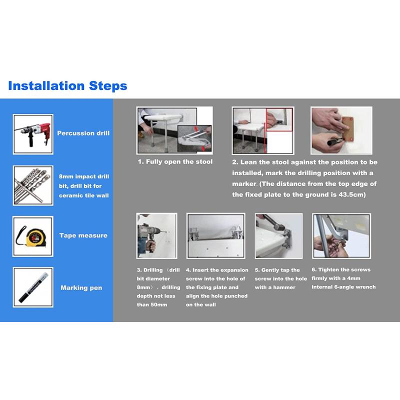 KosmoCare Wall Mounted Shower Bench (RX116)