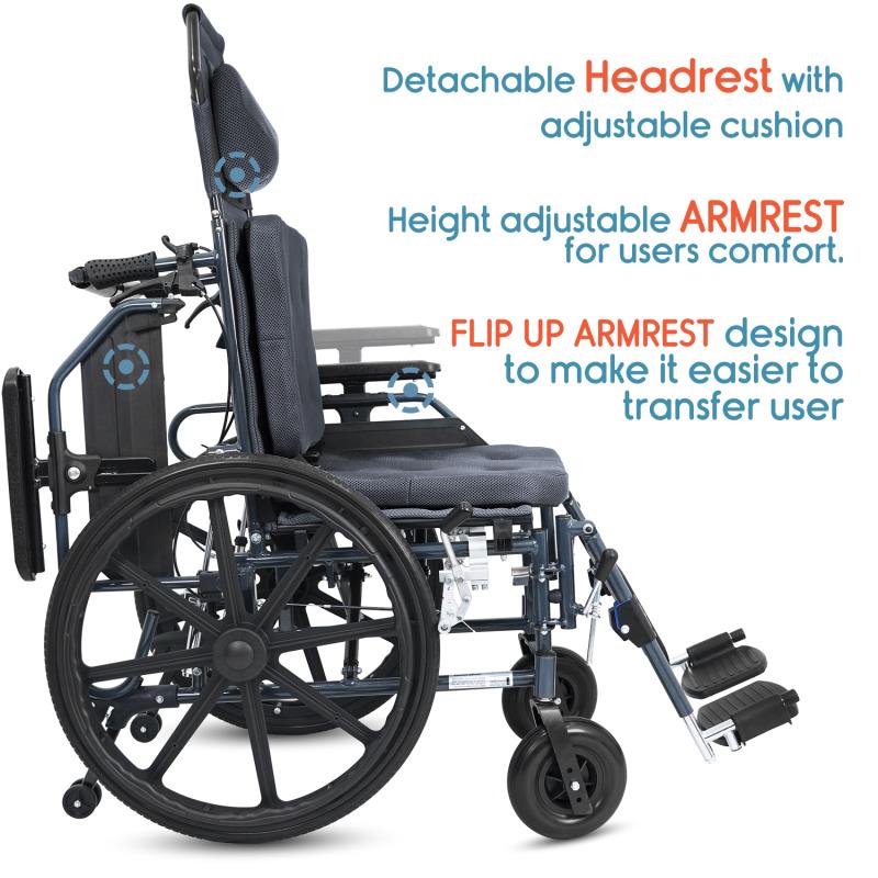 KosmoCare Recliner Light Wheelchair -Crest Series (RCS306)
