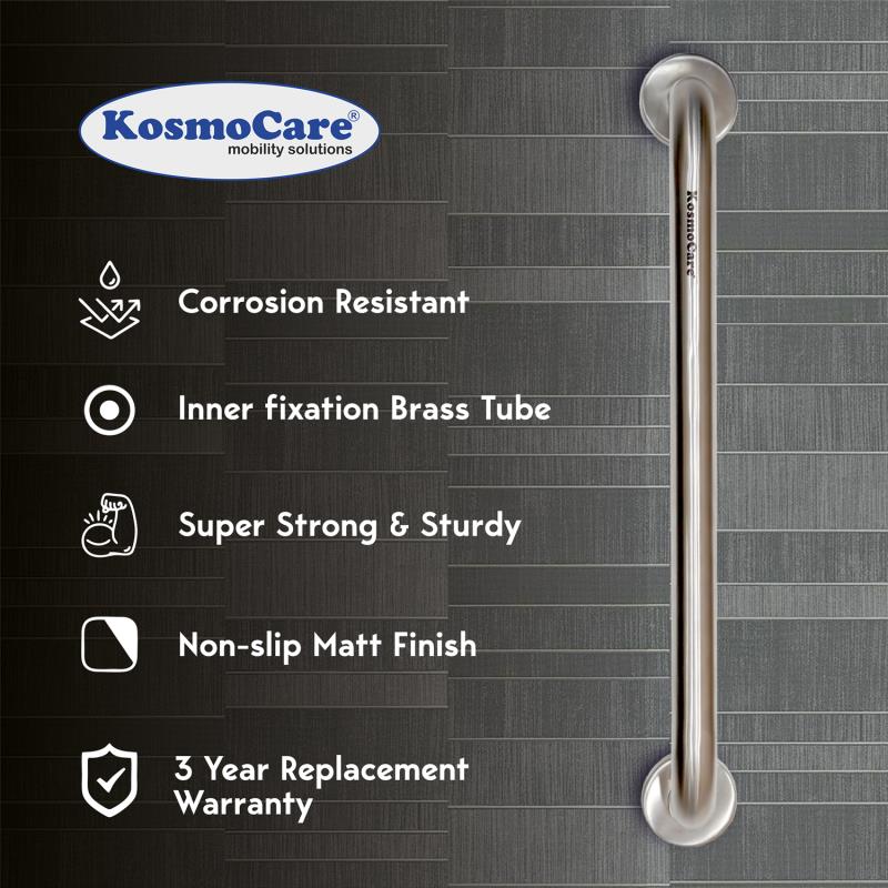 KosmoCare 304 Grade Stainless Steel Toilet Grab Bar, 25 mm (Stainless Steel Screws included)