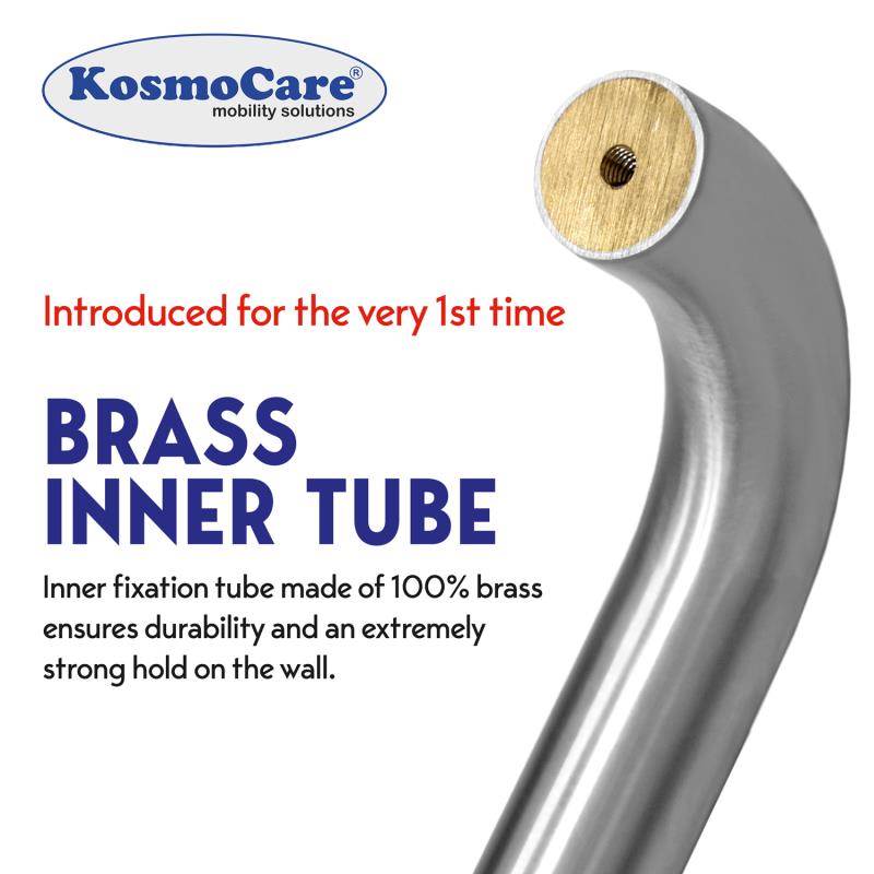 KosmoCare 304 Grade Stainless Steel Toilet Grab Bar, 25 mm (Stainless Steel Screws included)