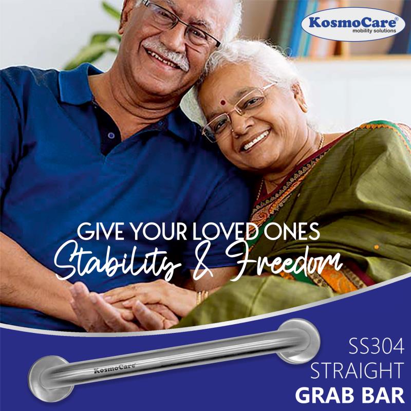 KosmoCare 304 Grade Stainless Steel Toilet Grab Bar, 25 mm (Stainless Steel Screws included)