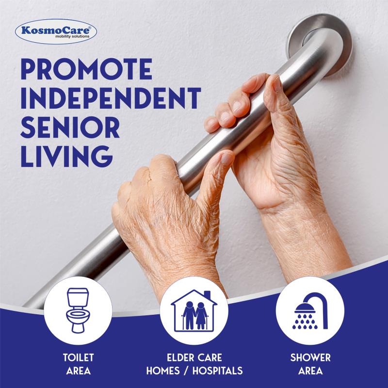 KosmoCare 304 Grade Stainless Steel Toilet Grab Bar, 25 mm (Stainless Steel Screws included)