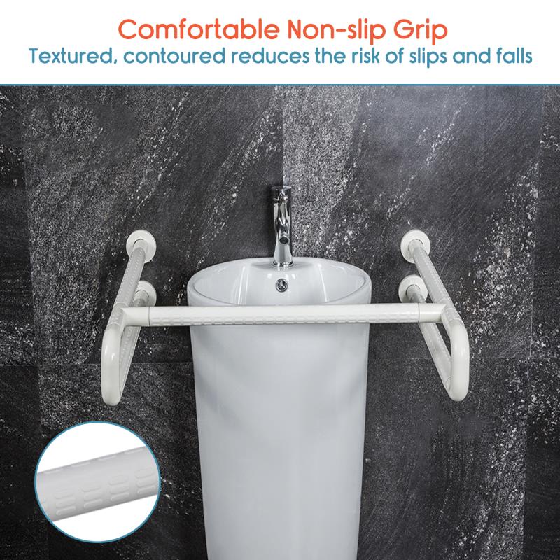 KosmoCare Stainless Steel Wash Basin Grab Bar W/Horizontal Support