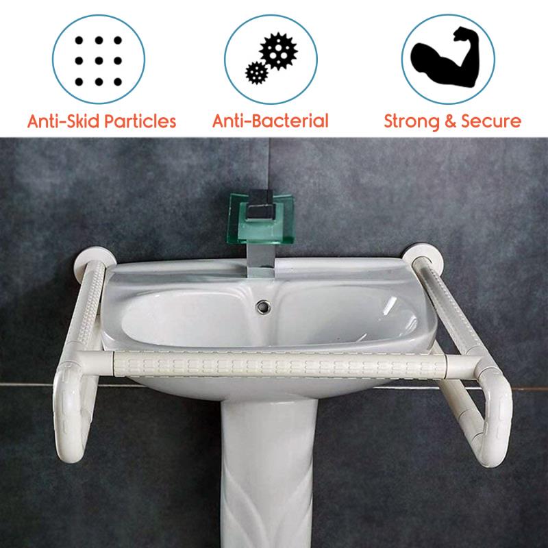 KosmoCare Stainless Steel Wash Basin Grab Bar W/Horizontal Support