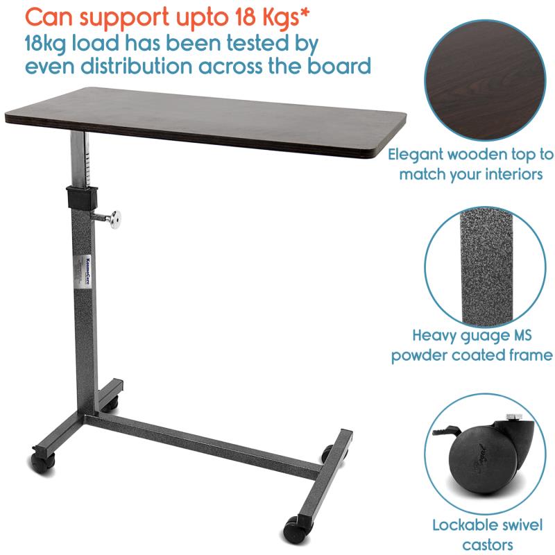 KosmoCare Height Adjustable Heavy Duty Multipurpose Table Trolley