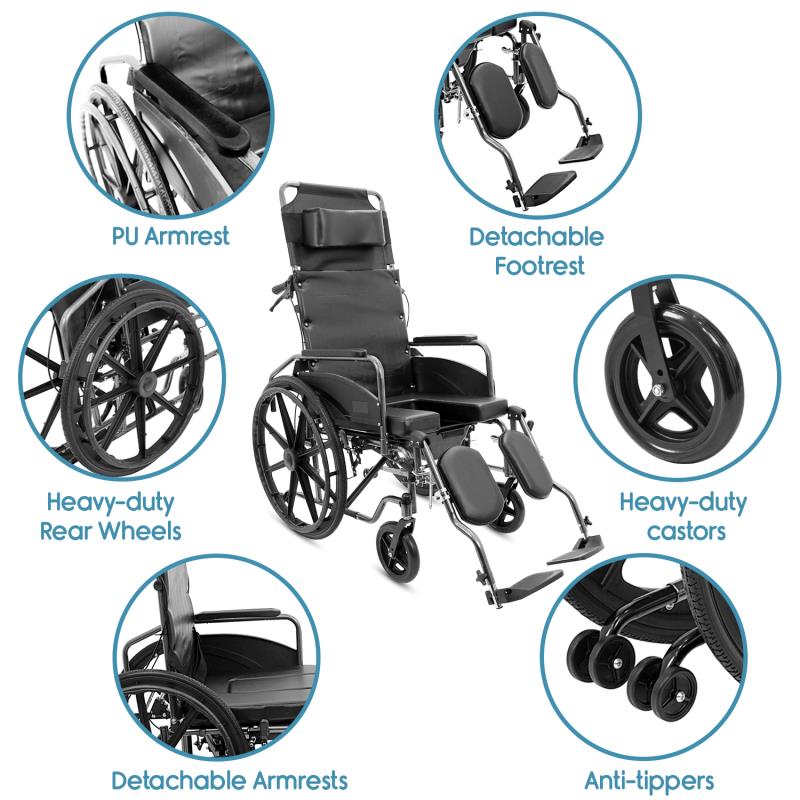 KosmoCare Recliner Cum Commode - Crest Series (Premium U-Cut Seat) (RCS307)