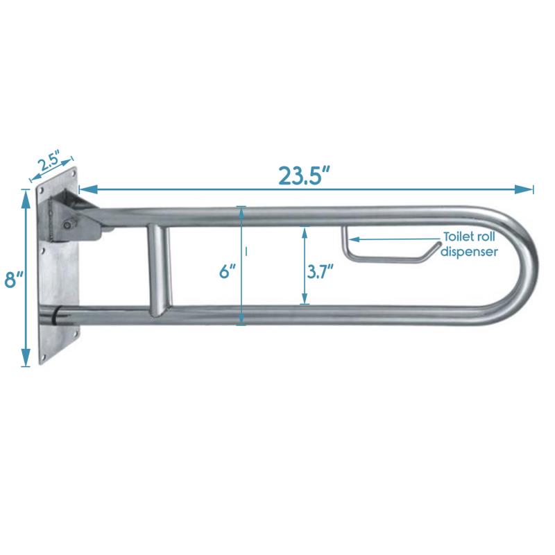 KosmoCare Heavy Duty SS304 Stainless Steel 25 mm Swing-up Toilet Grab Bar