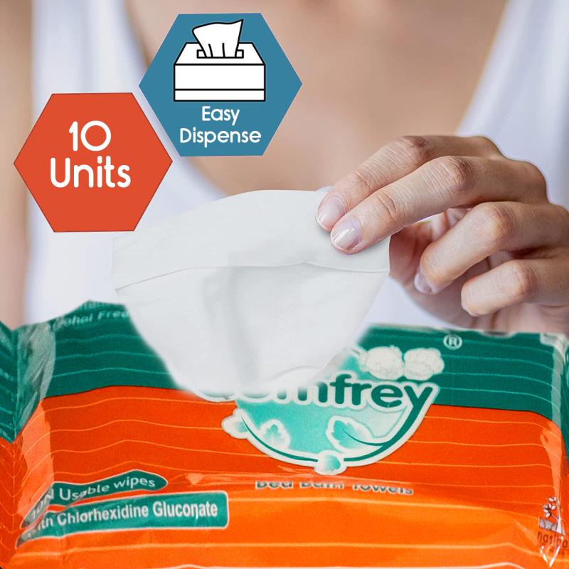 Comfrey Bed Bath Towels Alcohol Free Cleansing Wipes