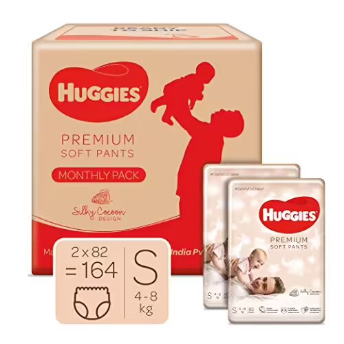 Huggies Premium Soft Pants, Monthly Box Pack Diapers, Small Size, 164 Count