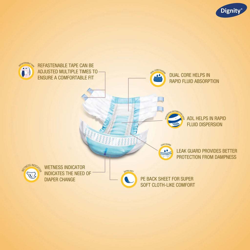 Dignity Overnight Adult Diapers (10 Pcs/Pack)