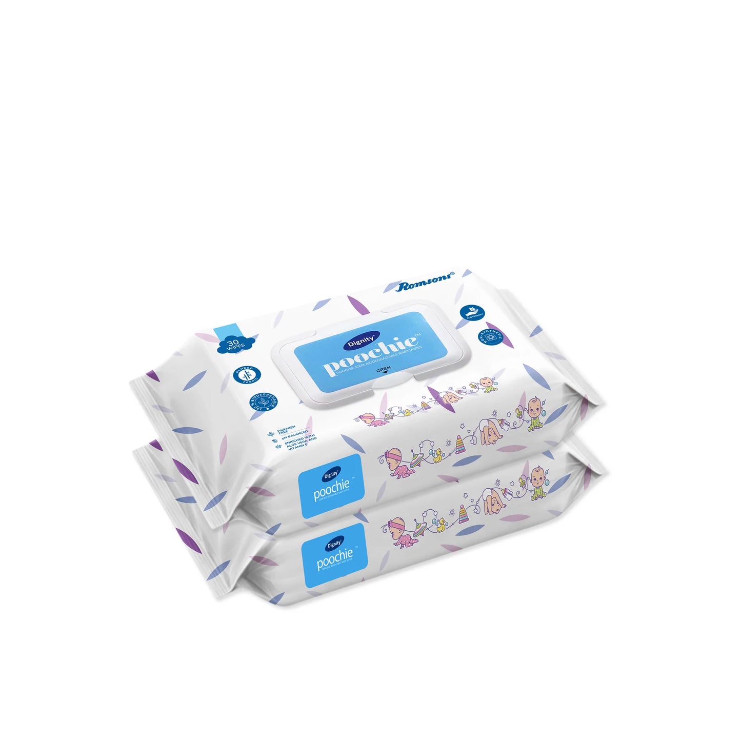 Dignity Poochie 100% Biodegradable Baby Wipes (80 Wipes/Pack)