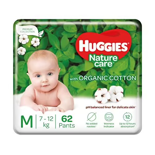 Huggies Premium Nature Care Pants Monthly Pack Medium Size Diapers - 124 Pieces