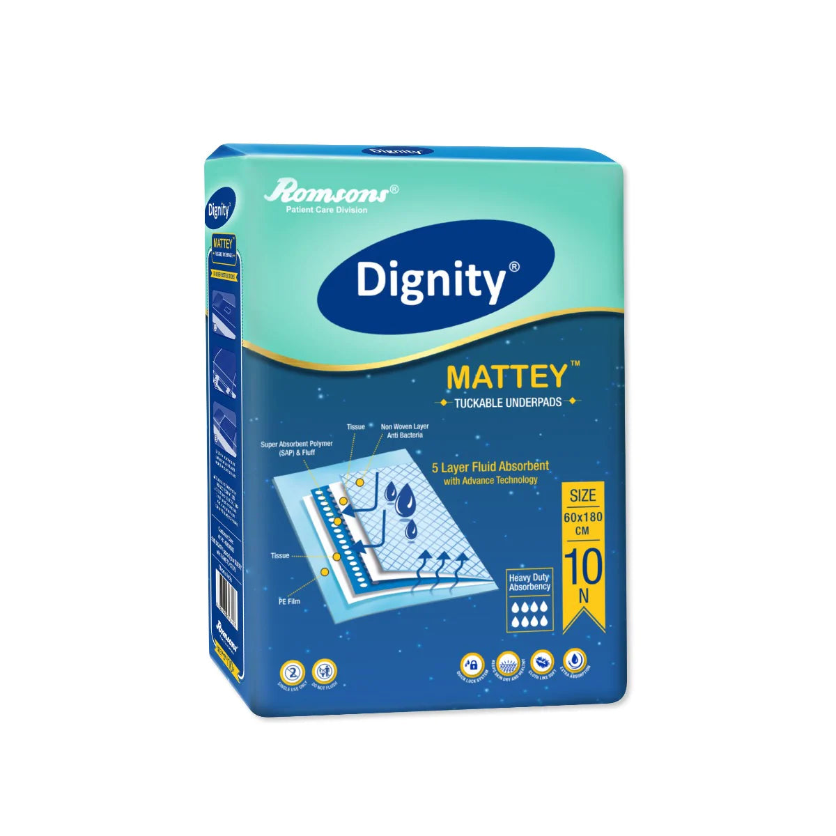 Dignity Mattey Disposable Tuckable Underpads  (10 Pcs/Pack)