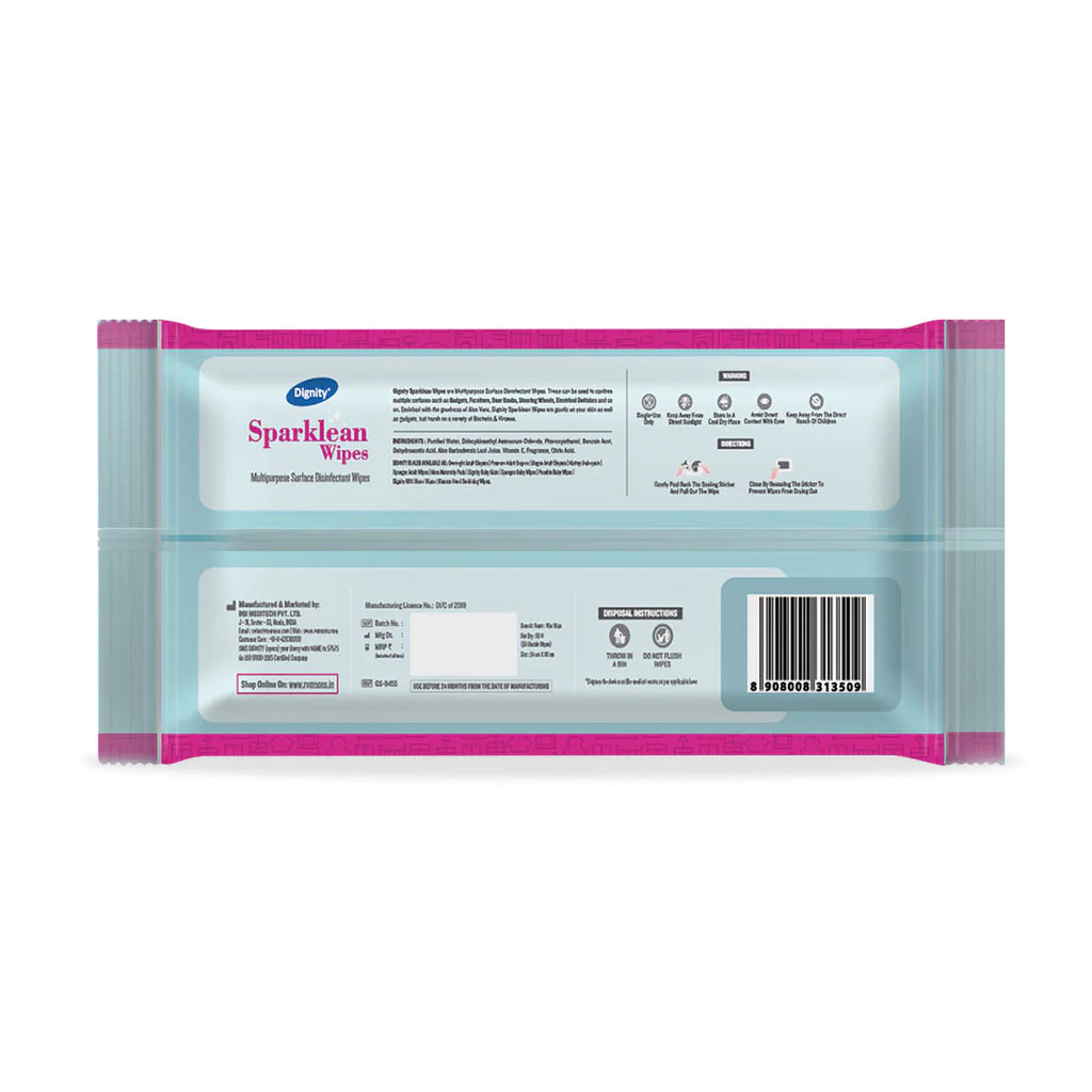 Dignity Sparklean Multipurpose Surface Cleansing Wipes (50 Wipes/Pack)