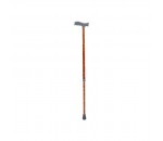 HEIGHT ADJUSTING CANE WITH BROWN WOOD DESIGN