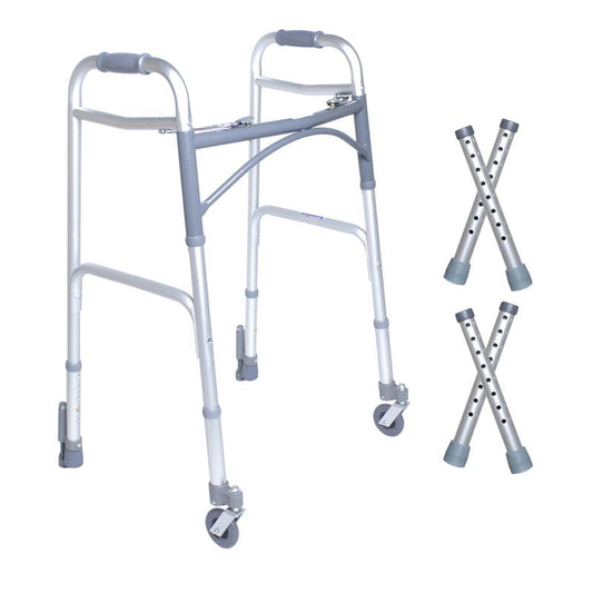 KosmoCare Deluxe Folding Walker with 360° swivel wheels and auto-glide brakes (RX214SB)