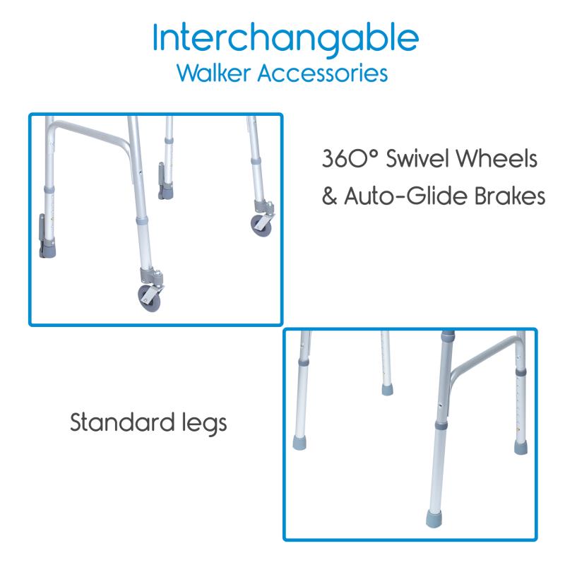 KosmoCare Deluxe Folding Walker with 360° swivel wheels and auto-glide brakes (RX214SB)
