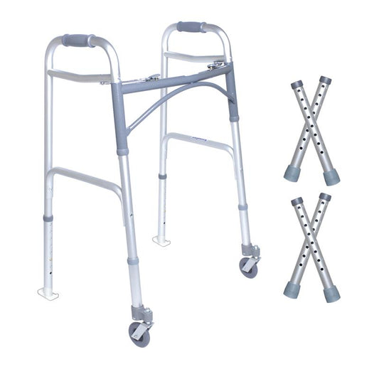 KosmoCare Deluxe Folding Walker with 360° swivel wheels and carpet gliders (RX214SC)