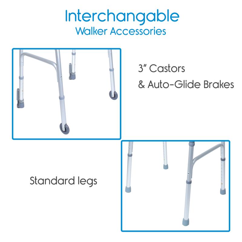 KosmoCare Deluxe Folding Walker with 3" castors and auto-glide brakes (RX214WB)