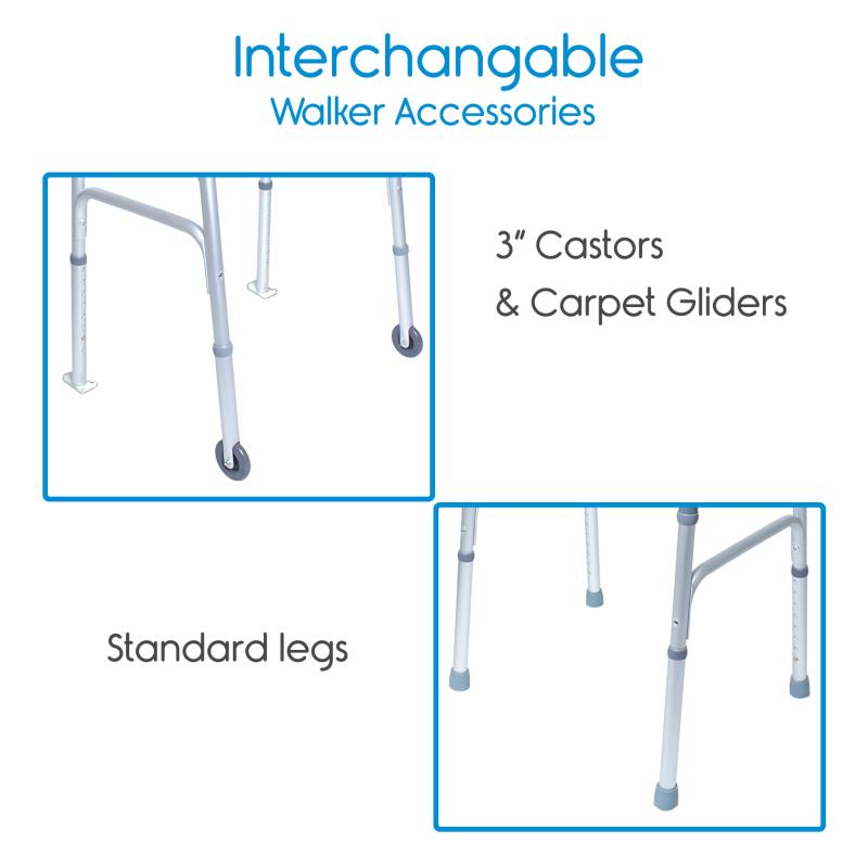 KosmoCare Deluxe Folding Walker with 3" castors and carpet gliders (RX214WC)