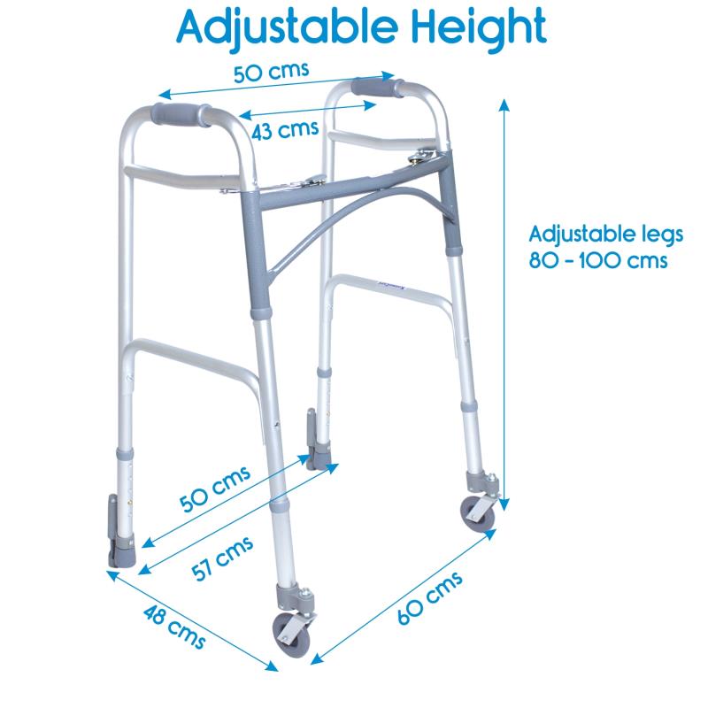 KosmoCare Deluxe Folding Walker with 360° swivel wheels and auto-glide brakes (RX214SB)