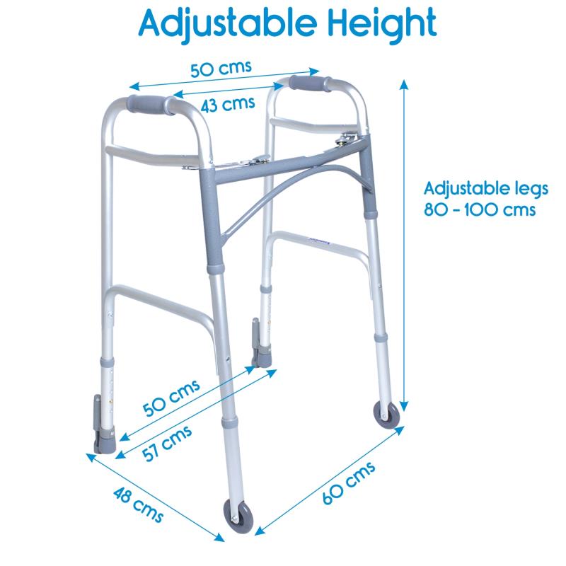 KosmoCare Deluxe Folding Walker with 3" castors and auto-glide brakes (RX214WB)