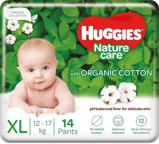 Huggies Nature Care Pants with Organic Cotton Extra Large Diaper Pants - 14 Count
