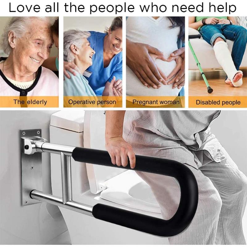 KosmoCare Wall Mounted Aluminum Swing-up Grab Bar Rails 23.6 Inch