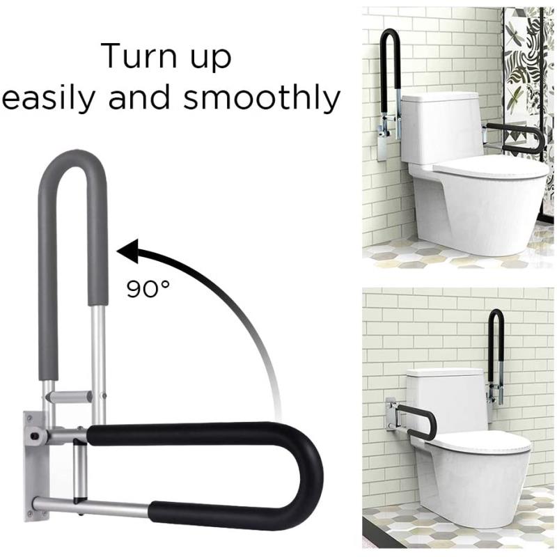 KosmoCare Wall Mounted Aluminum Swing-up Grab Bar Rails 23.6 Inch