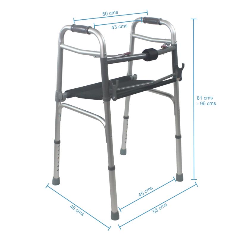 KosmoCare Height adjustable Folding Walker with Seat (RX208)