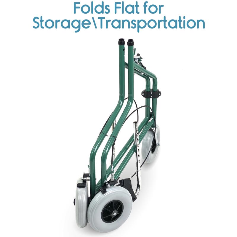 KosmoCare 3 Wheel Rollator Walker with Tray, Basket and Bag - Green (RX405)