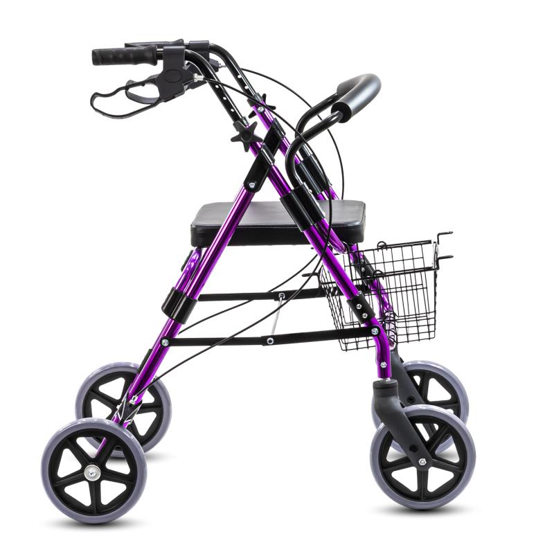 Kosmocare Folding Rollator Walker with seat-Purple (RX406)