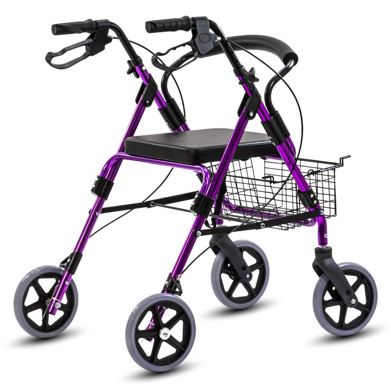 Kosmocare Folding Rollator Walker with seat-Purple (RX406)