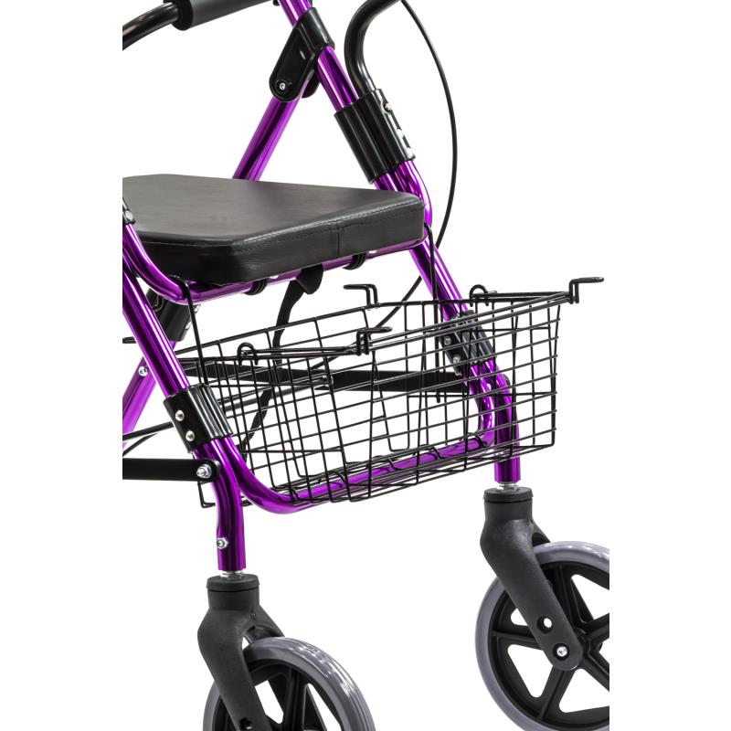 Kosmocare Folding Rollator Walker with seat-Purple (RX406)