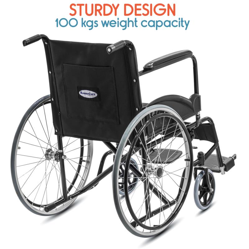 KosmoCare Dura Black Spoke Wheelchair (RCR107)