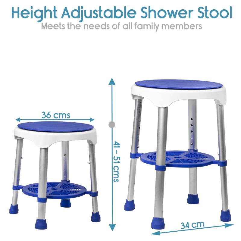KosmoCare Swivel Shower Stool with Storage Tray (RX113)