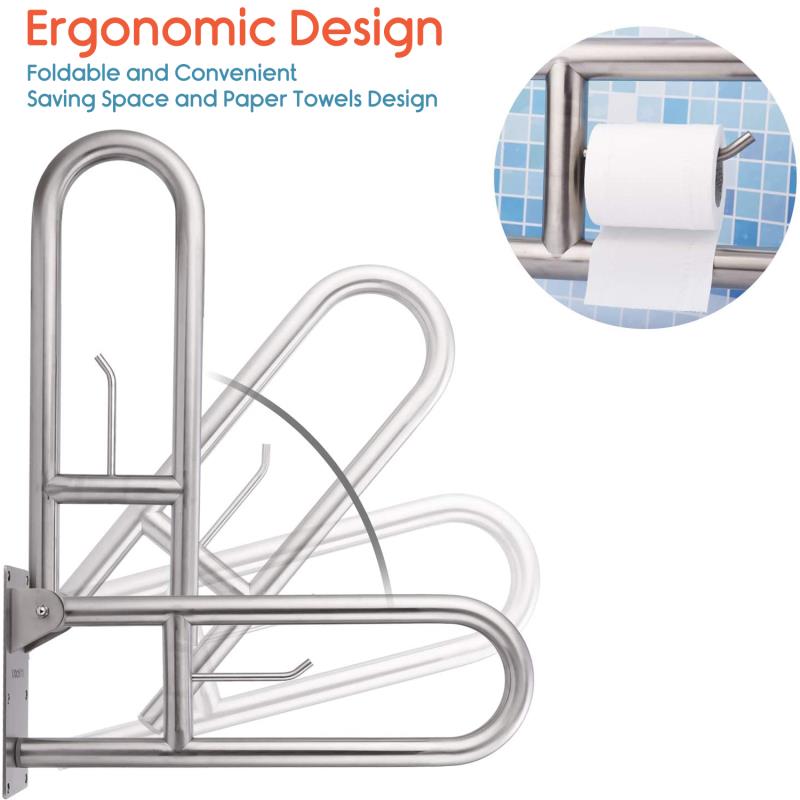 KosmoCare Heavy Duty SS304 Stainless Steel 25 mm Swing-up Toilet Grab Bar