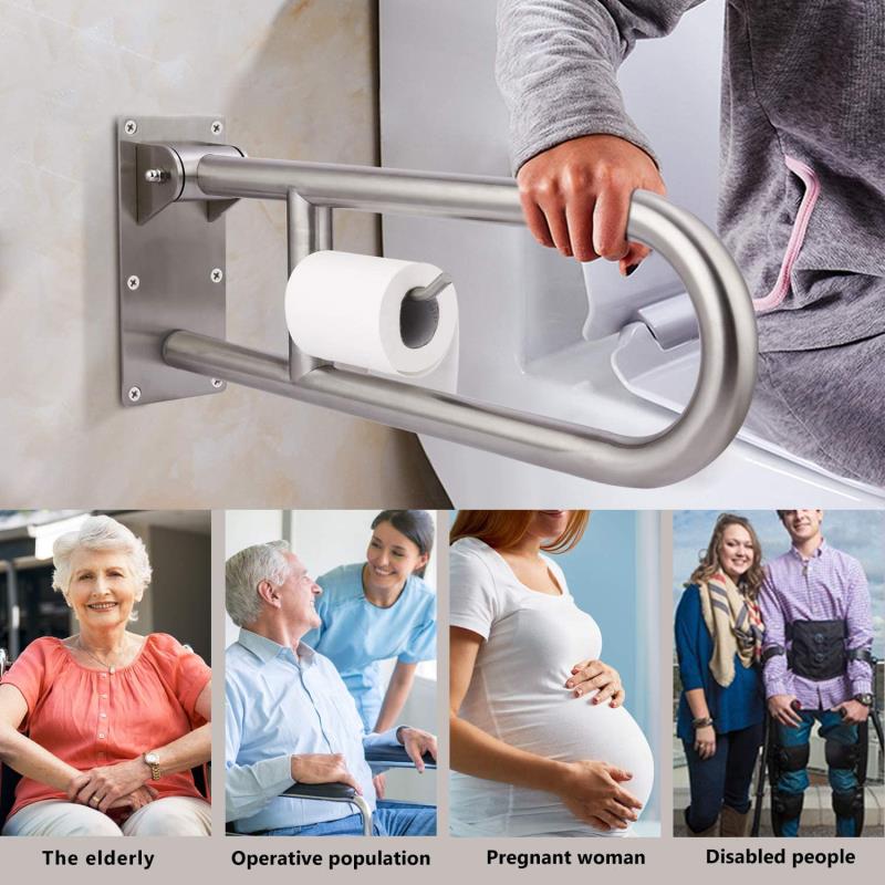 KosmoCare Heavy Duty SS304 Stainless Steel 25 mm Swing-up Toilet Grab Bar