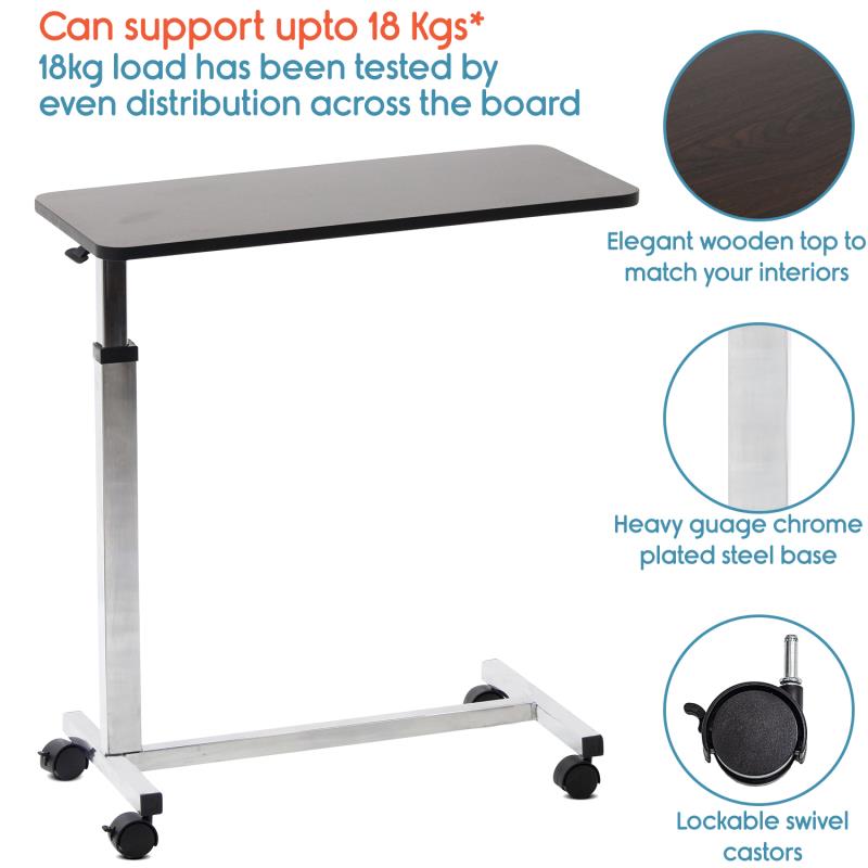 KosmoCare Height Adjustable Bedside Trolley Table