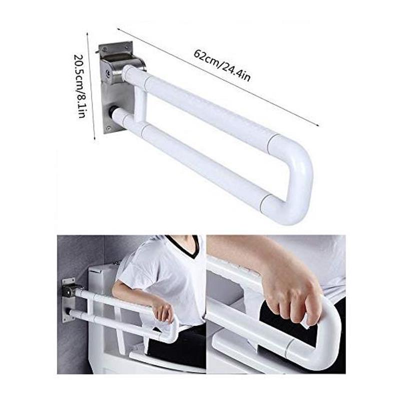 KosmoCare Wall Mounted Flip up Grab Bar Rails with Anti-Slip Nylon Grip - 24 inches
