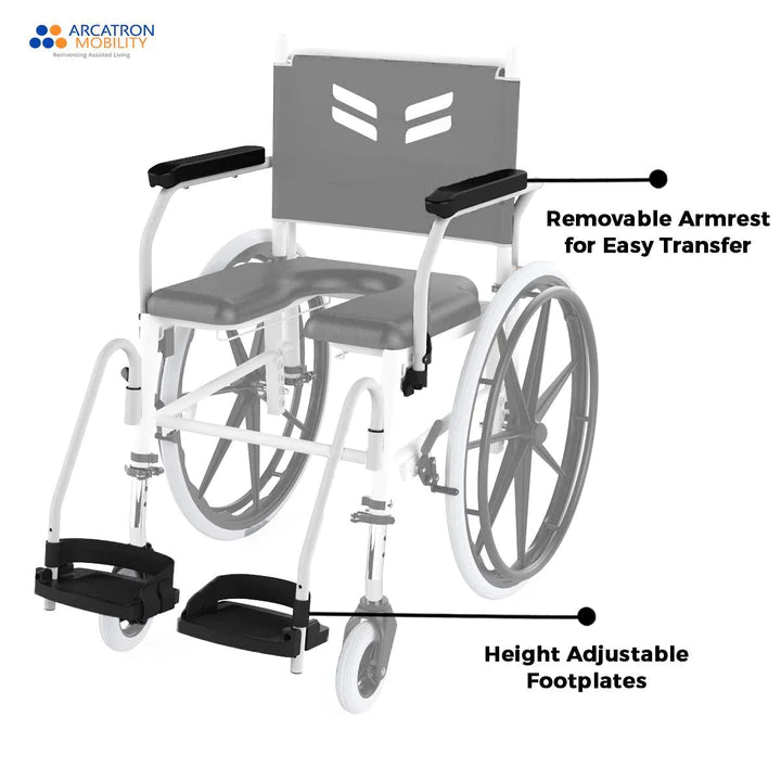 Arcatron Prime FPS005 | Self Propelled Shower Commode Wheelchair