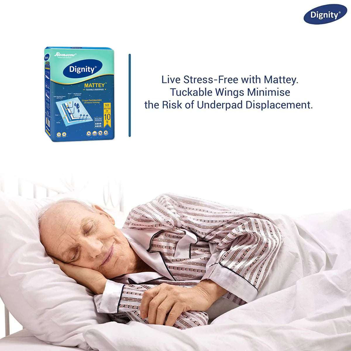Dignity Mattey Disposable Tuckable Underpads  (10 Pcs/Pack)