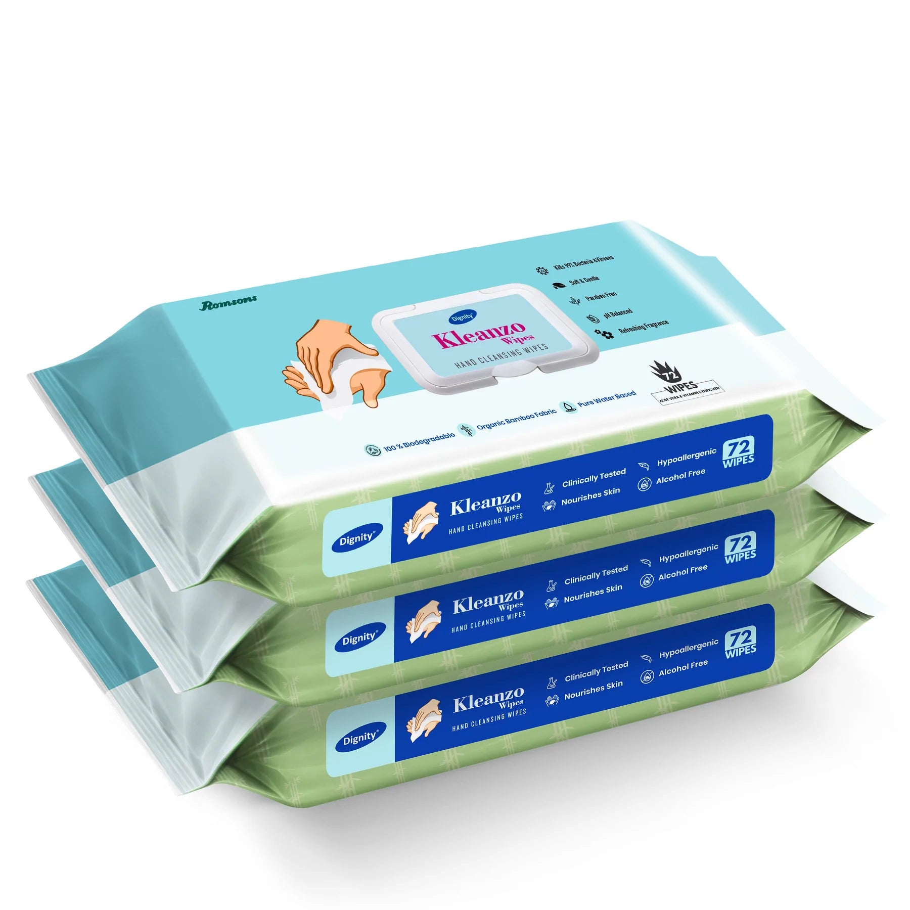 Dignity Kleanzo Hand Cleansing Wipes  (72 Wipes/Pack)