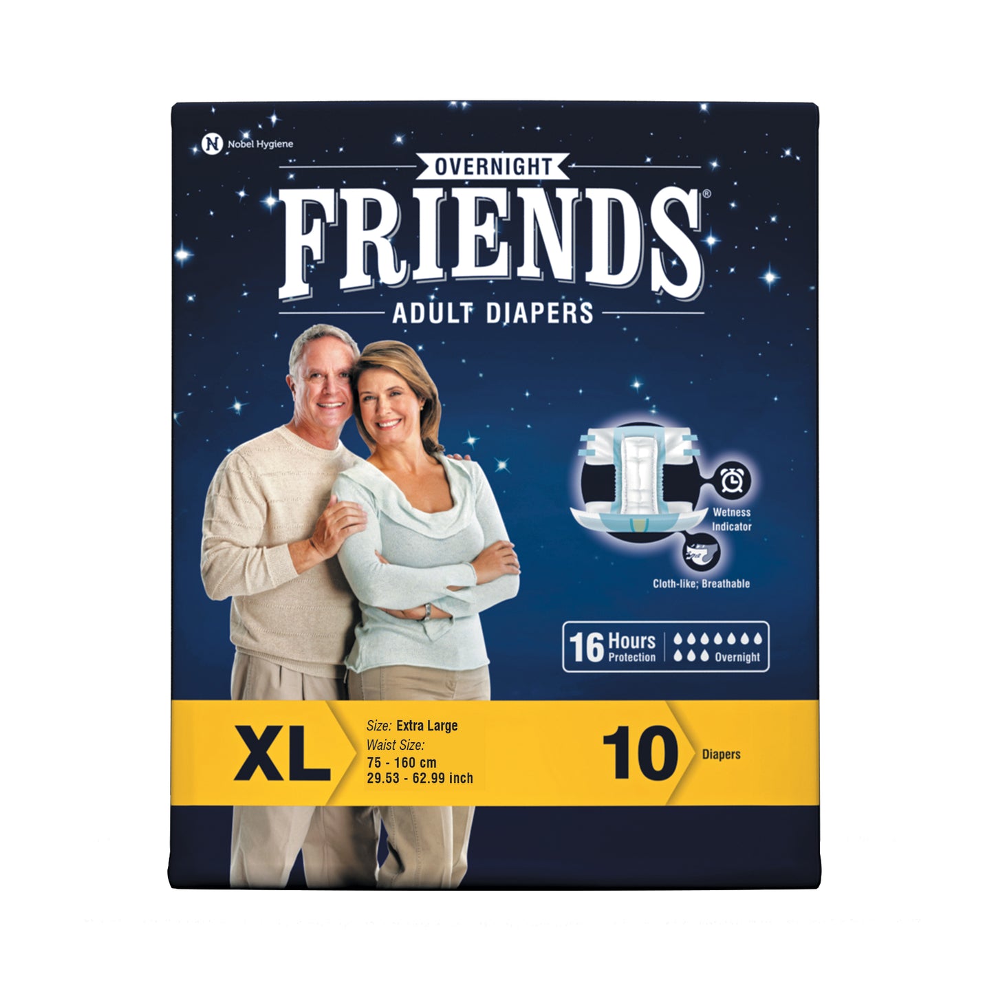 FRIENDS ADULT DIAPERS OVERNIGHT 10's × 8 C