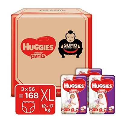 Huggies Wonder Pants Diapers Sumo Pack, Extra Large (168 Count)