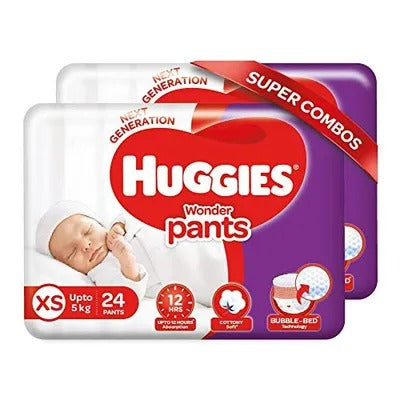 Huggies Wonder Pants Extra Small Size Diaper Pants Combo Pack of 2, 24 Counts Per Pack (48 Counts)